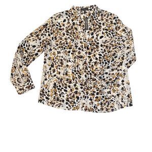 NWT The Limited Wear to Work Leopard Print Long Sleeve Button Front Women Large